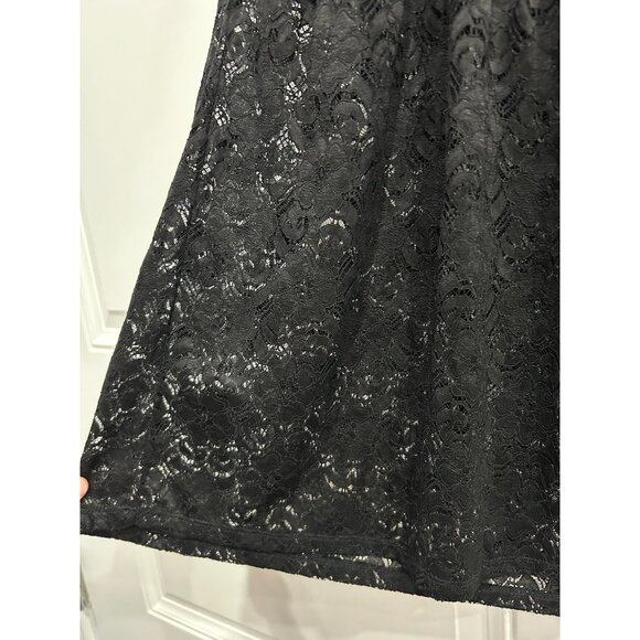 Black Lace Tiered Maxi Skirt Elastic Waistband Whimsygoth Fairycore - Picture 4 of 9